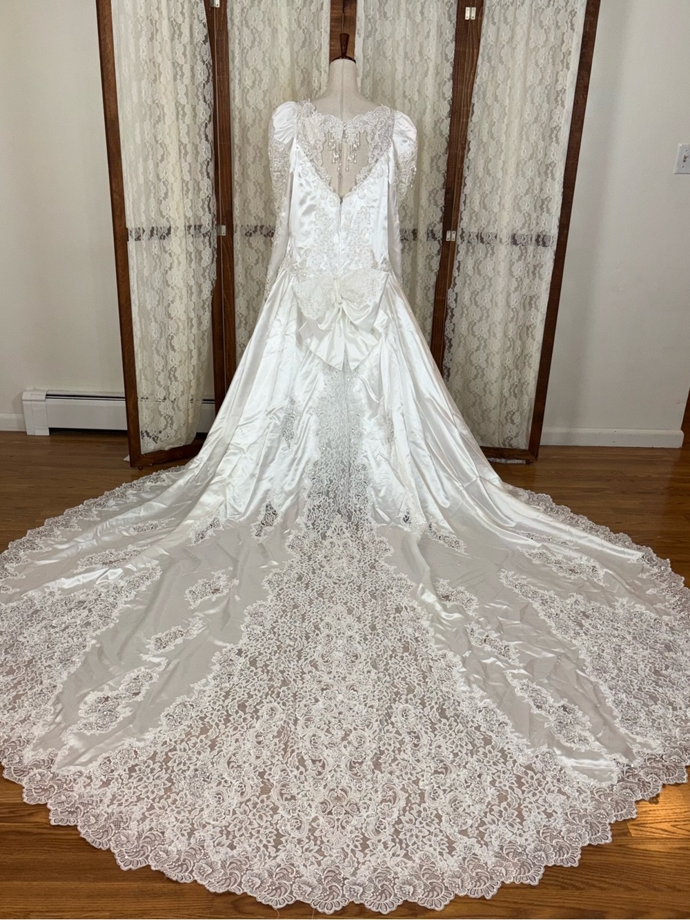Fabulous Vintage 90s Private Label by G Cathedral Length Wedding Gown